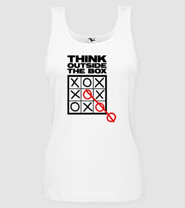 Think outside the box model alb pe tricou