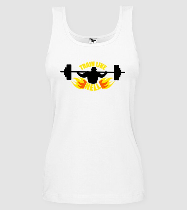 Train like hell model alb pe tricou