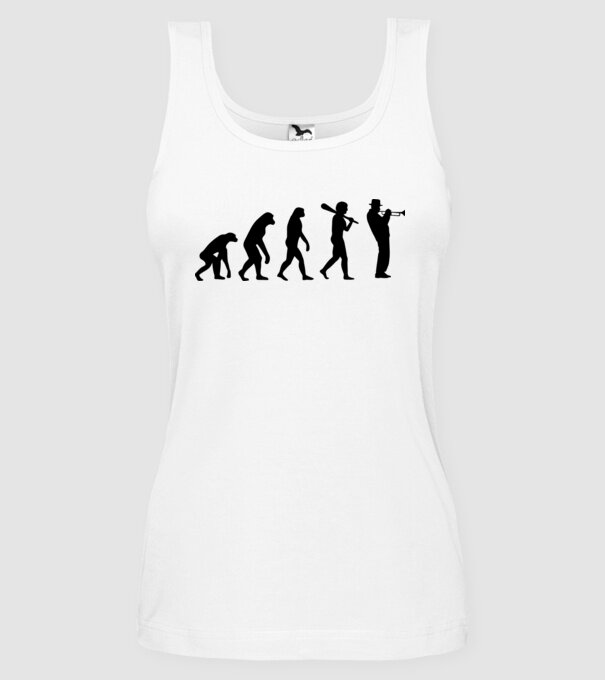 Trombitás evolúció model alb pe tricou