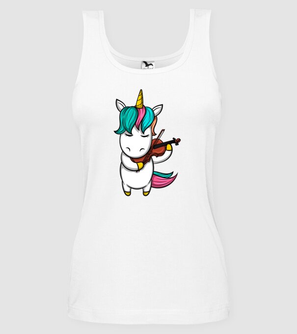 Unicorn Violin model alb pe tricou