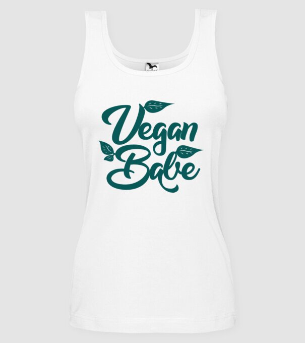 Vegan Babe model alb pe tricou