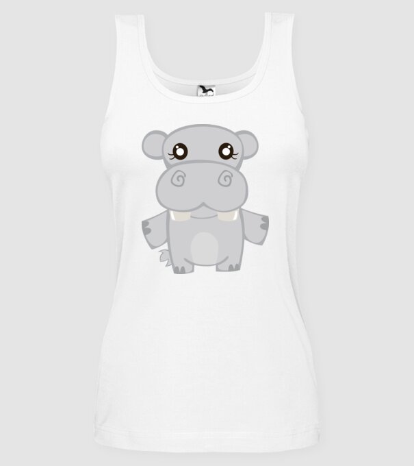 Hipopotam model alb pe tricou