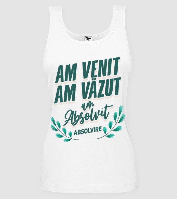 Absolvire model alb pe tricou
