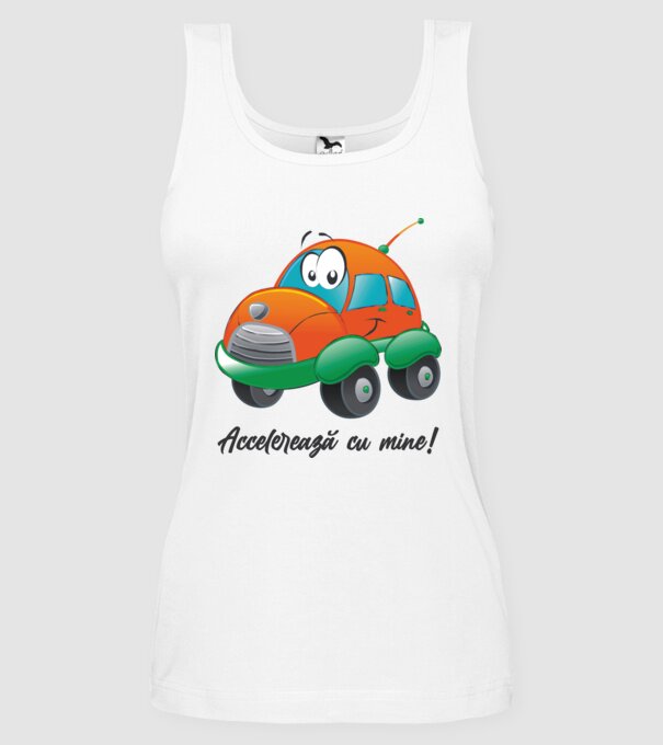 accelerează cu mine model alb pe tricou