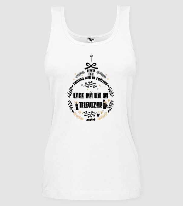acesta este tricoul meu de Crăciun_care ma uit la televizor model alb pe tricou