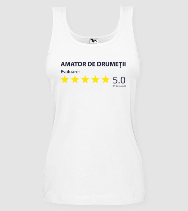 amator de drumeții evaluare model alb pe tricou