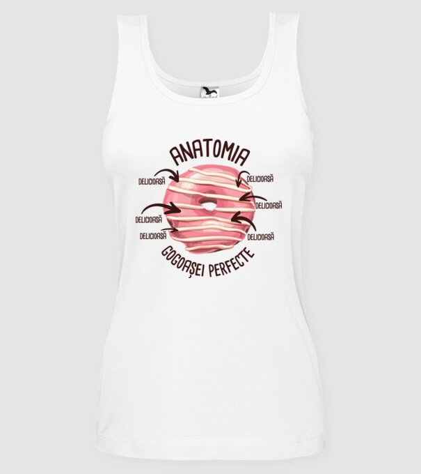 anatomia gogoașei perfecte: delicioasă model alb pe tricou