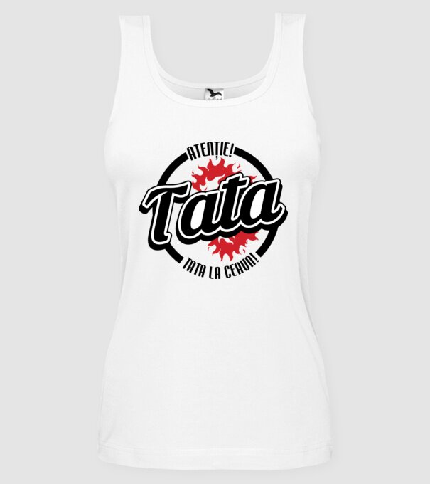 Atenție! Tata la ceaun! model alb pe tricou