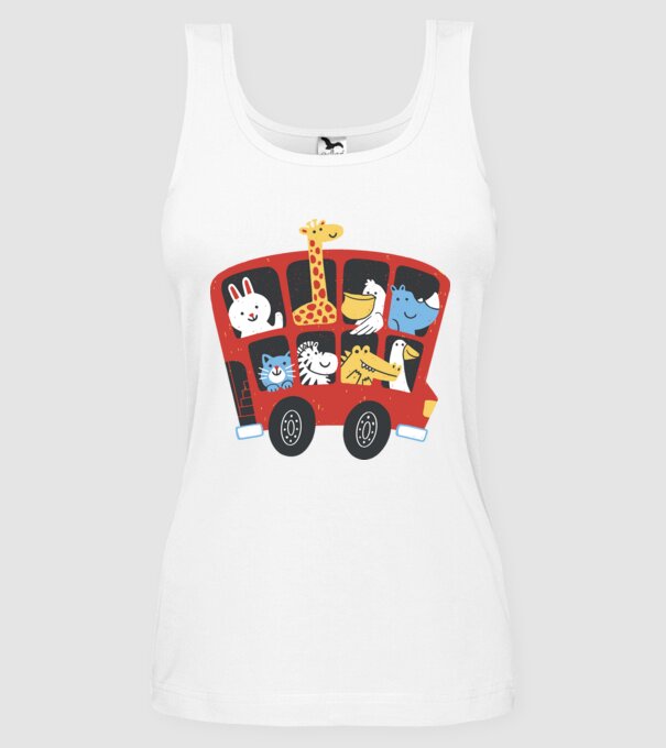 Autobuze model alb pe tricou