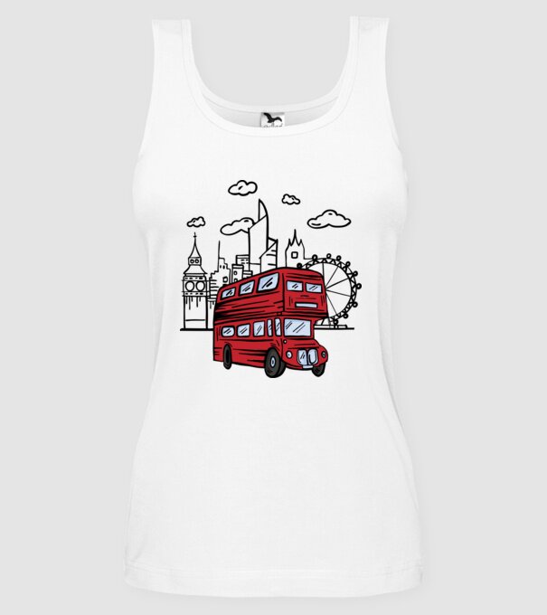 Autobuze model alb pe tricou