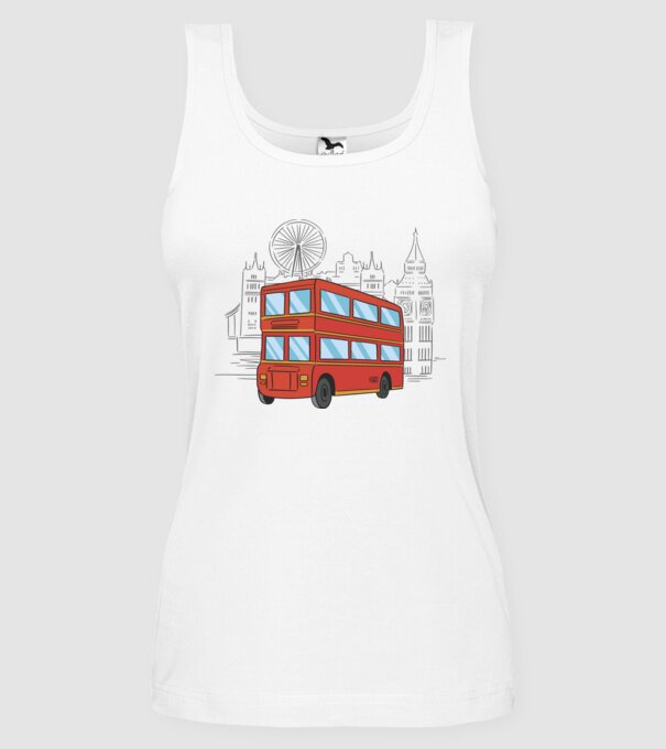 Autobuze model alb pe tricou