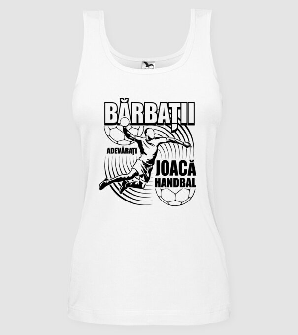 Bărbații adevărați joacă handbal model alb pe tricou