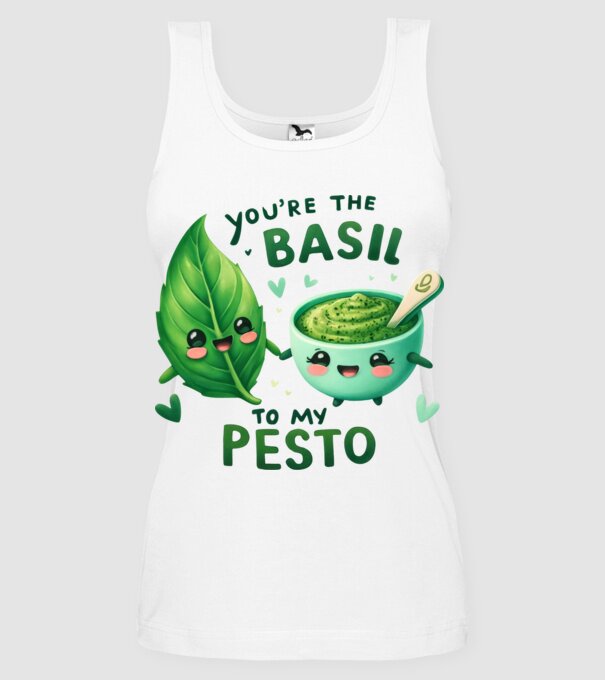 Basil to my Pesto model alb pe tricou