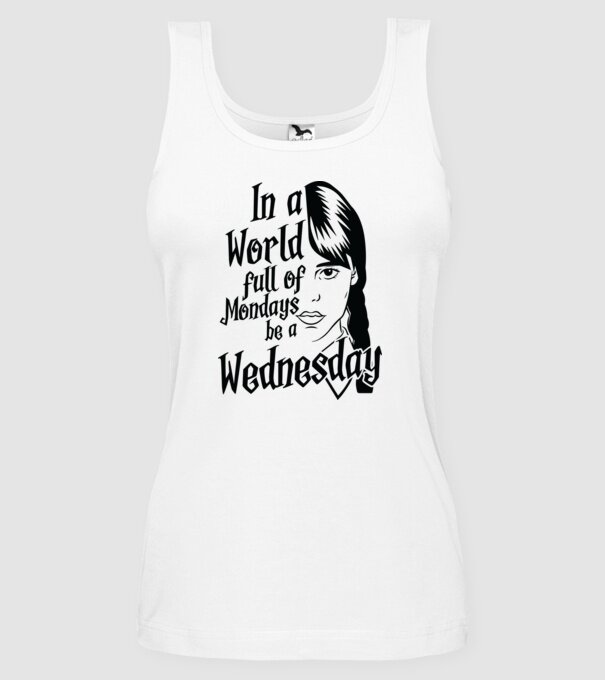 Be a Wednesday model alb pe tricou