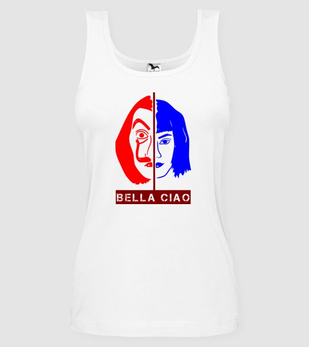 bella ciao tokyo model alb pe tricou