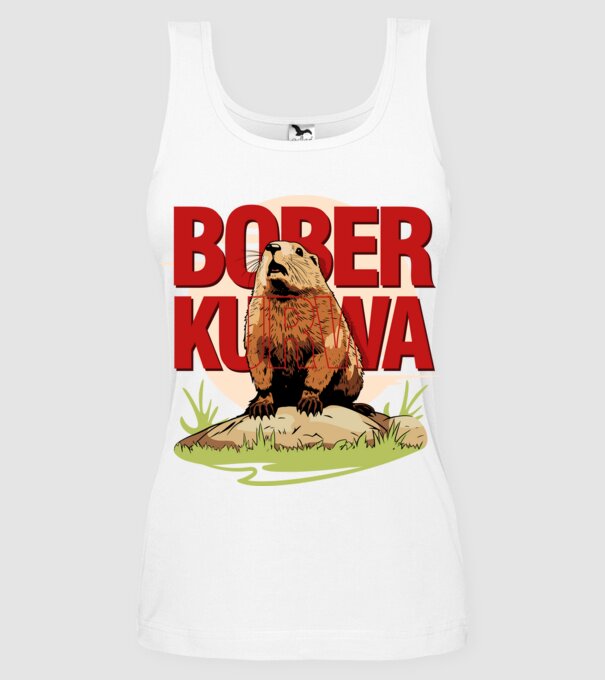 BOBER model alb pe tricou