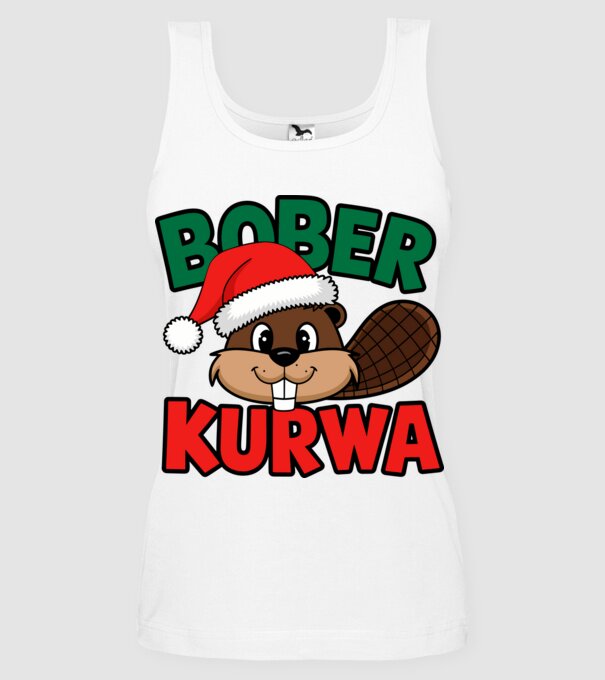 Bober kurwa xmas model alb pe tricou