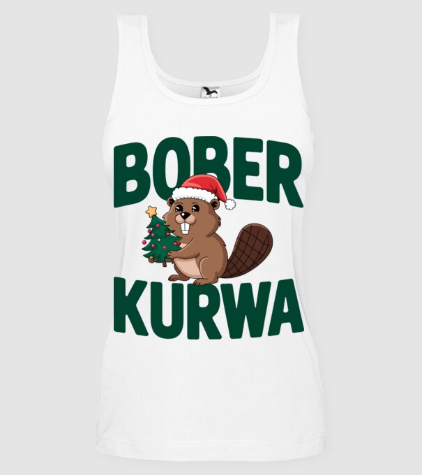 Bober kurwa xmas model alb pe tricou