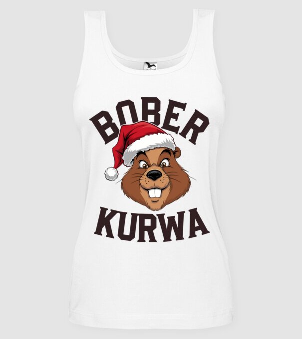 Bober kurwa xmas model alb pe tricou
