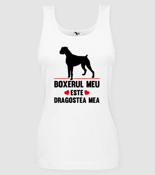boxerul meu este dragostea mea model alb pe tricou