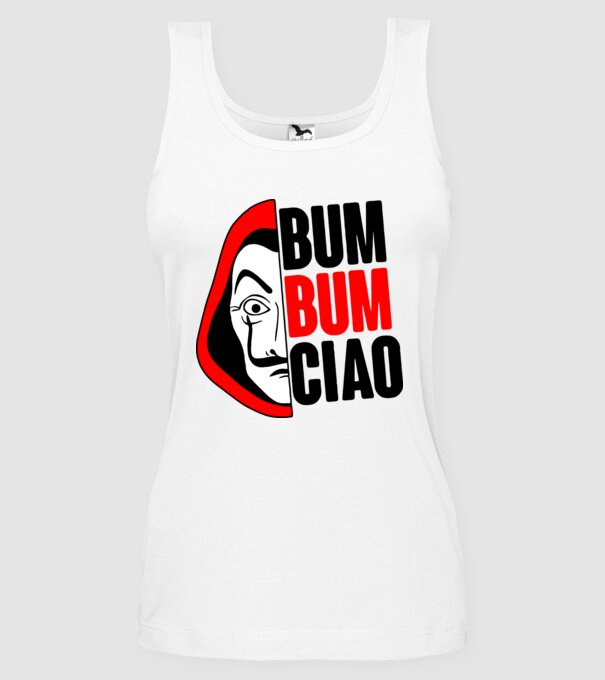 bumbum ciao money heist model alb pe tricou