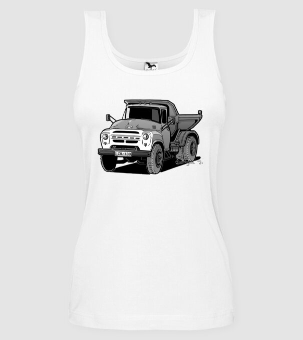 Camioane model alb pe tricou