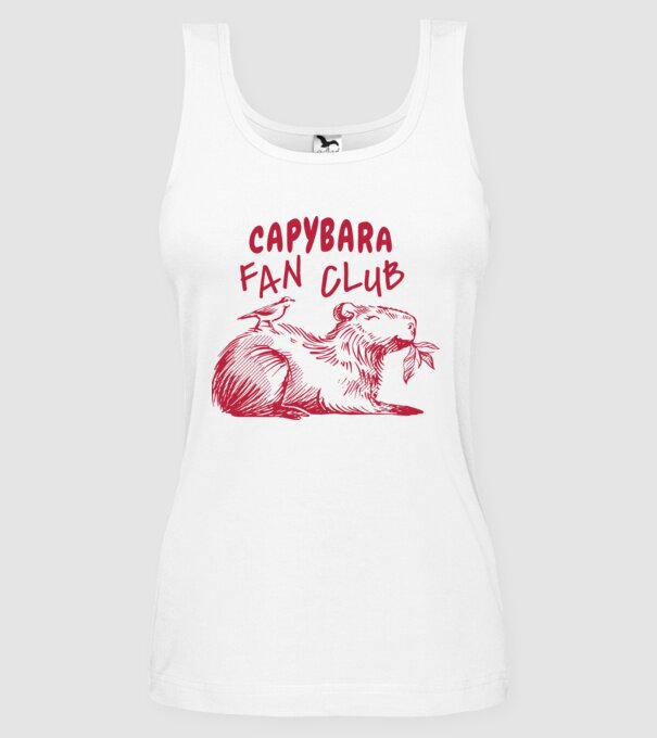 Capybara fan club model alb pe tricou