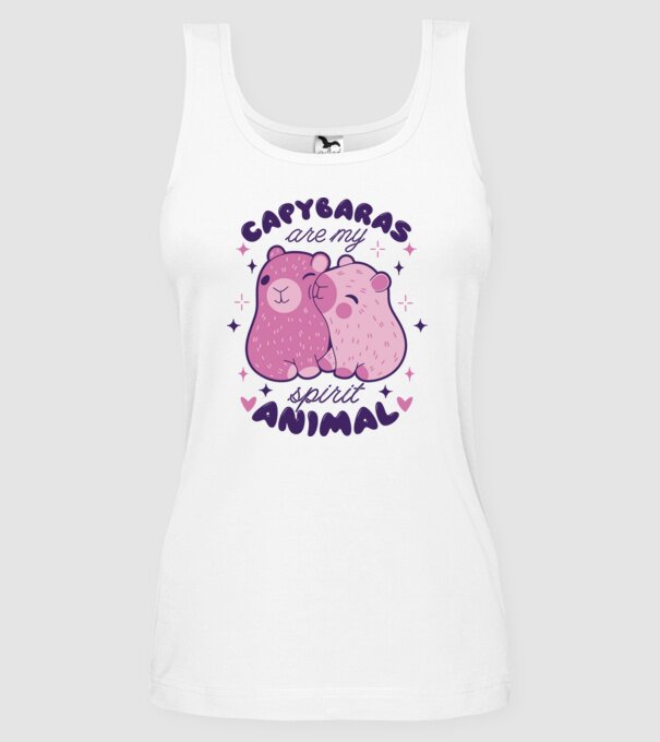 Capybaras are my spirit animal model alb pe tricou