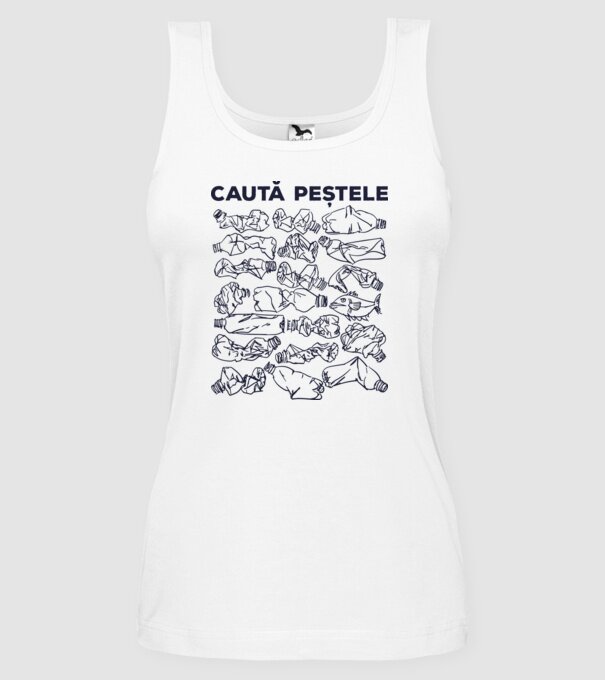 Caută peștele model alb pe tricou