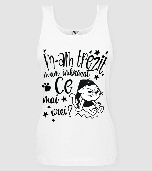 Ce mai vrei? model alb pe tricou