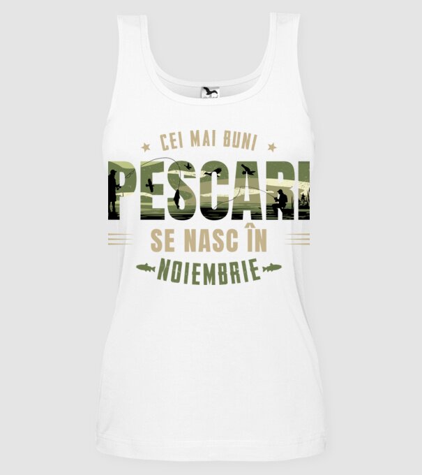 Cei mai buni pescari se nasc în noiembrie model alb pe tricou