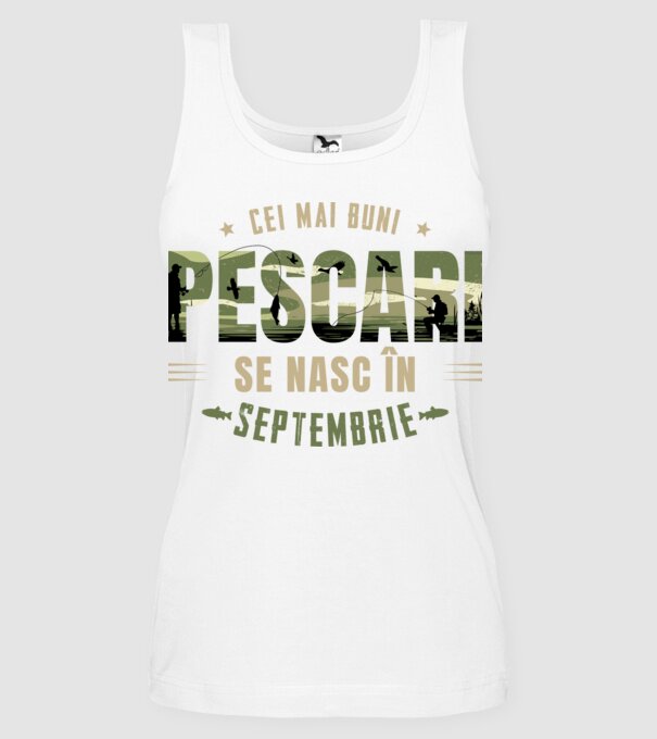 Cei mai buni pescari se nasc în septembrie model alb pe tricou