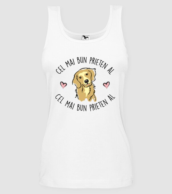 Cel mai bun prieten al meu este un golden retriever model alb pe tricou