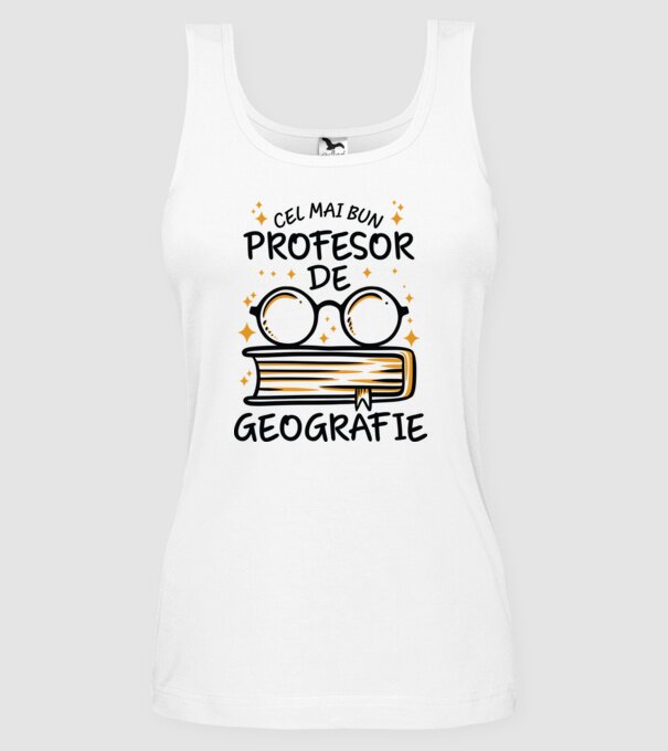 Cel mai profesor geografie model alb pe tricou