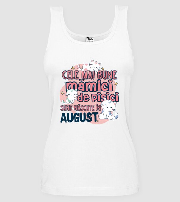 Cele mai bune mămici de pisici August model alb pe tricou