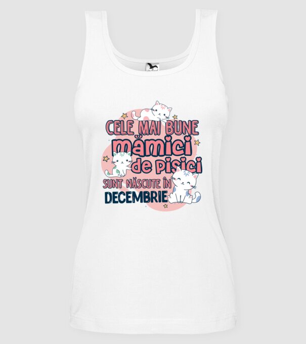 Cele mai bune mămici de pisici decembrie model alb pe tricou