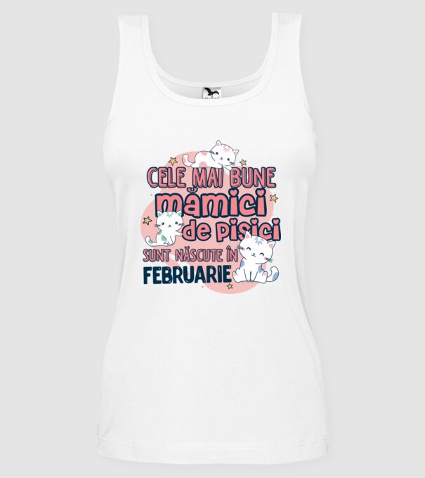 Cele mai bune mămici de pisici februarie model alb pe tricou