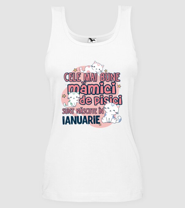 Cele mai bune mămici de pisici ianuarie model alb pe tricou