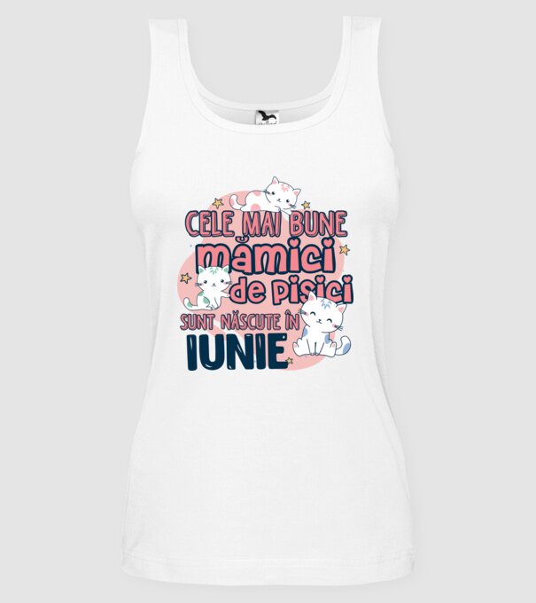 Cele mai bune mămici de pisici iunie model alb pe tricou