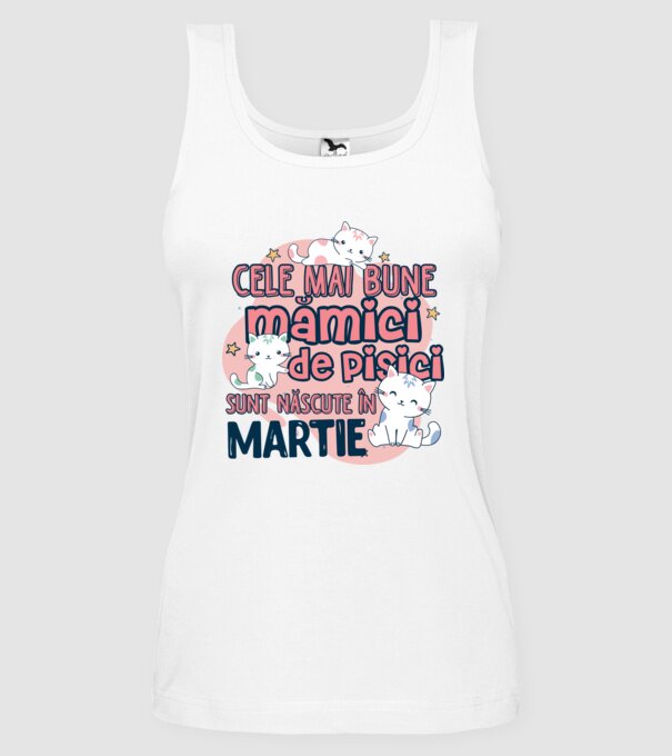 Cele mai bune mămici de pisici Martie model alb pe tricou