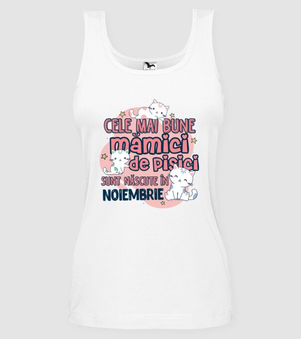 Cele mai bune mămici de pisici noiembrie model alb pe tricou