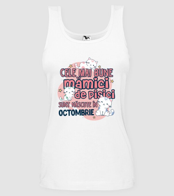 Cele mai bune mămici de pisici octombrie model alb pe tricou