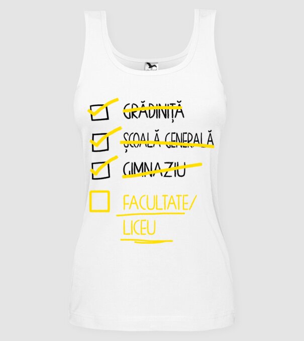 Cheklist educație - Gimnaziu alb model alb pe tricou