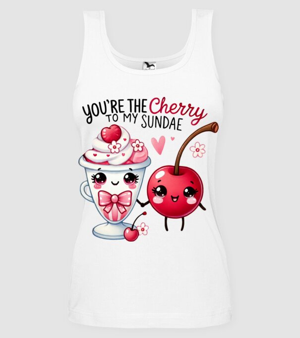 Cherry to my Sunday model alb pe tricou