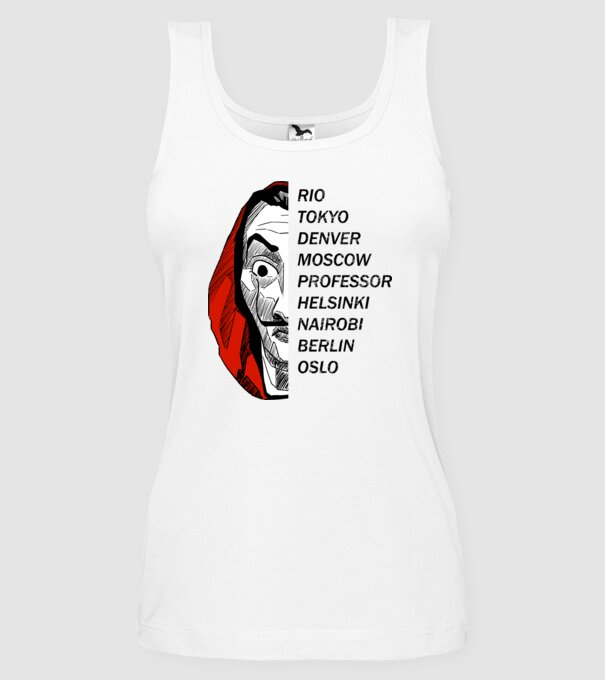 classic logo money heist white model alb pe tricou