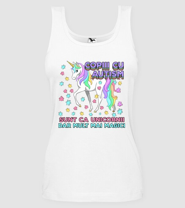 Copiii cu autism sunt ca unicornii, dar mult mai magici model alb pe tricou