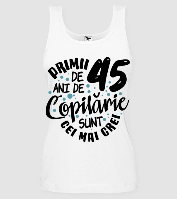 Copilărie 45 de ani model alb pe tricou