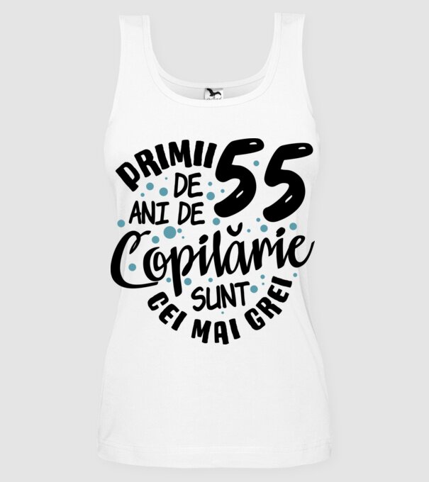 Copilărie 55 de ani model alb pe tricou