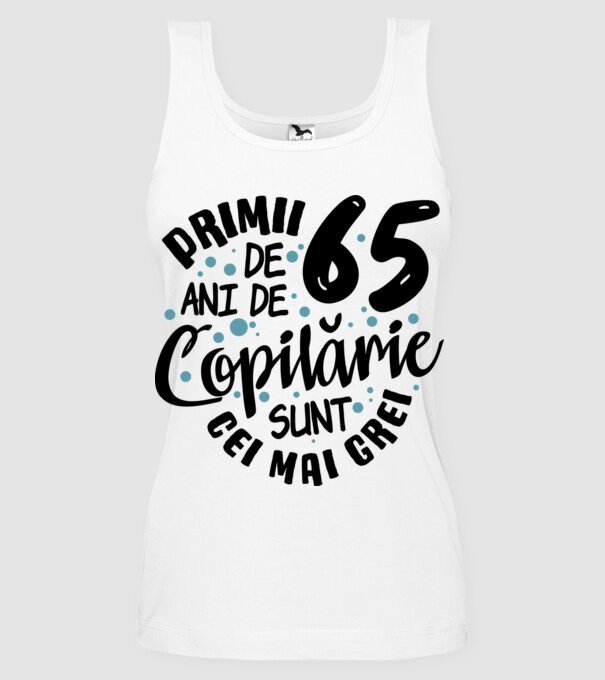 Copilărie 65 de ani model alb pe tricou