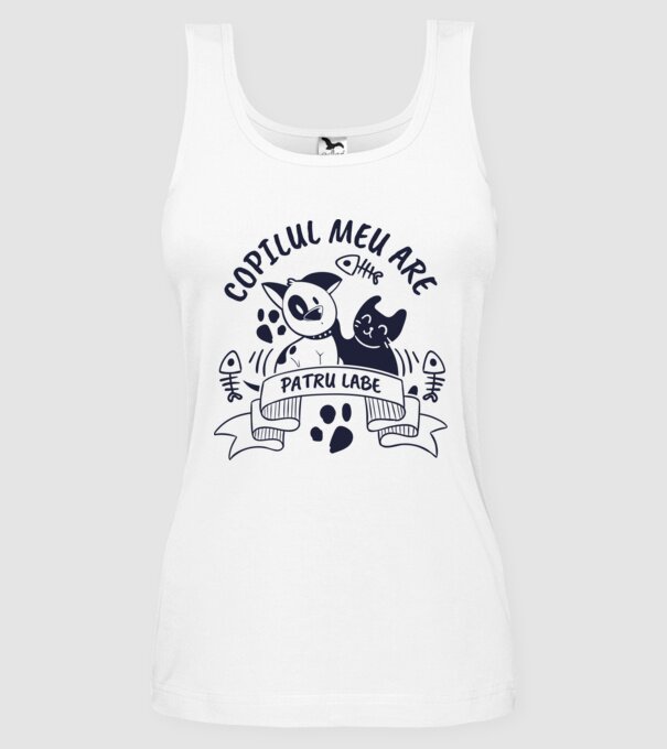 Copilul meu are patru labe model alb pe tricou